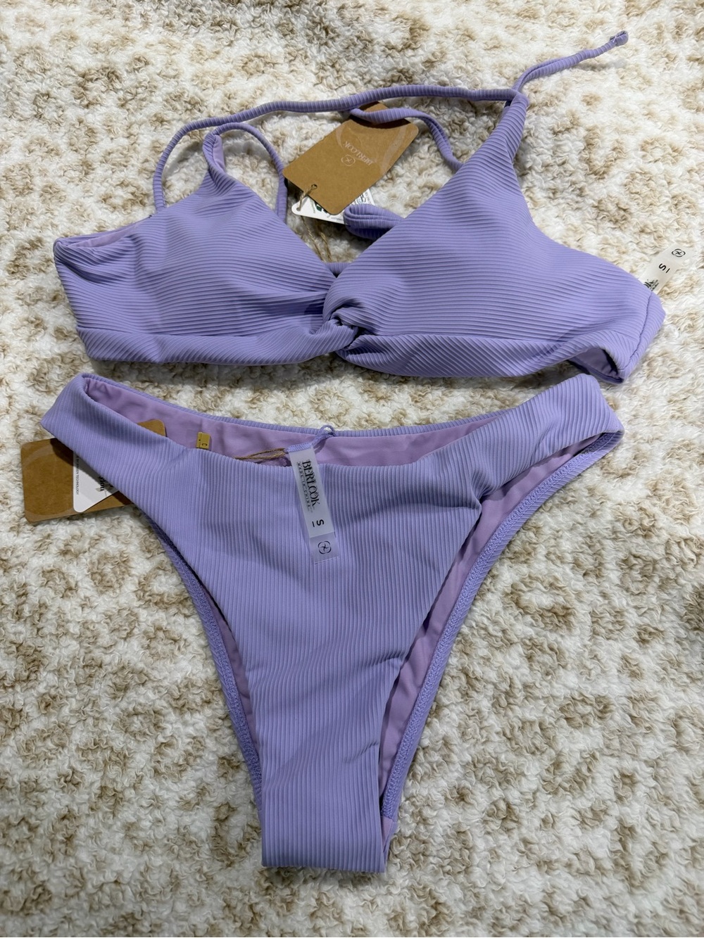 Ribbed Lilac Twist Bikini Set - Brand: UNKNOWN